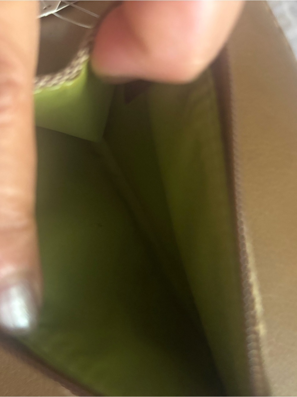 Coach Brown Signature Canvas Card Case with Lime Trim and Keyring - Picture 4 of 5